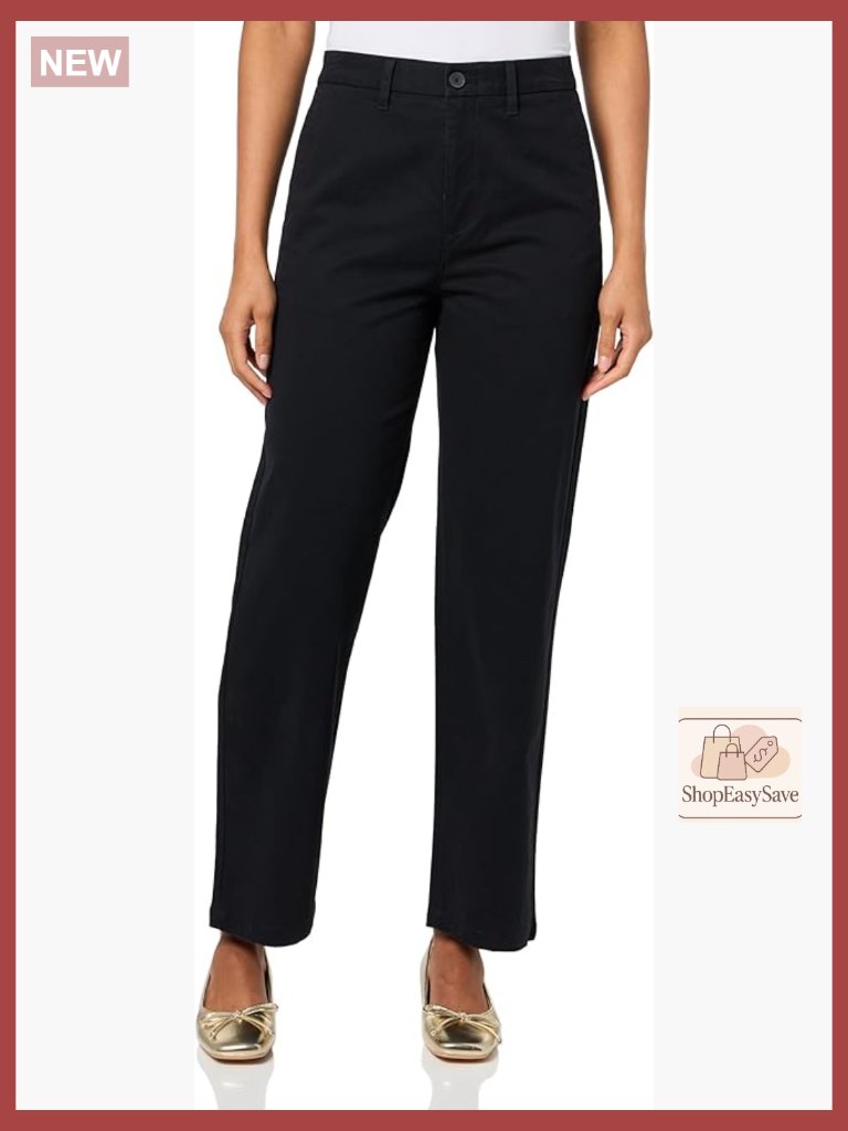 High Waist Stretch Chino Pants Straight Leg Classic Workwear Zip Fly